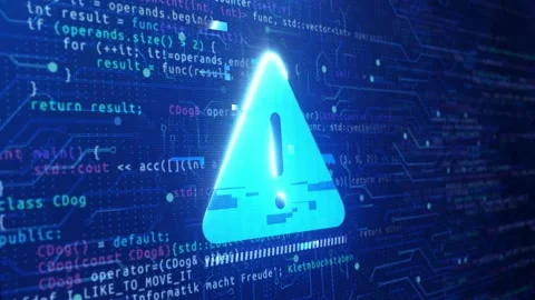 Warning of system hacked. Virus, cyber attack, malware concept. Malware, or Hack Stock Footage 176963778
