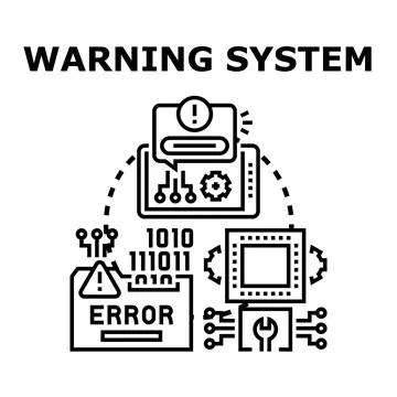 Warning system indicating error on digital device 库存插图
