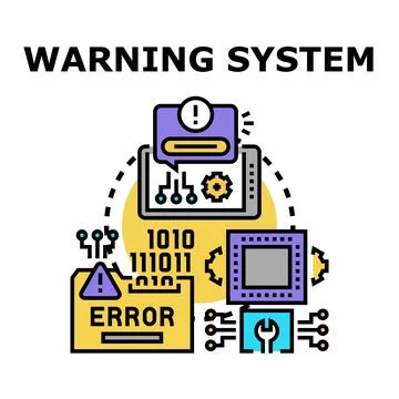 Warning system indicating error on digital device 스톡 일러스트