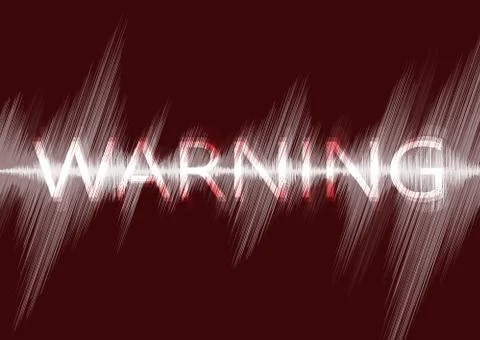 Warning text with Earthquake Wave on Maroon paper background Stock Illustration