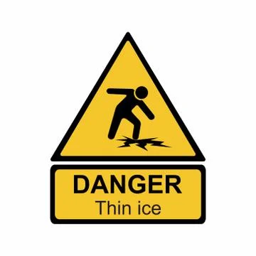 Warning thin ice sign vector design isolated on white background Stock Illustration