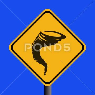 Warning tornado sign with halftone effect illustration Stock Illustration