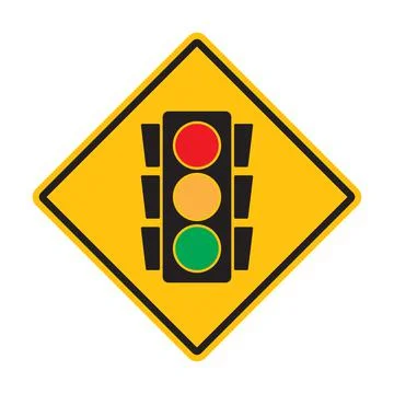 Warning traffic sign intersection, traffic light ahead sign vector icon for g Illustrazione stock