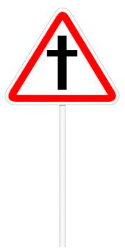 Warning traffic sign - road intersection 스톡 일러스트