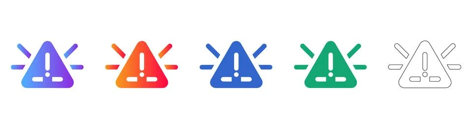 Warning Triangle Alert Icon Set Stock Illustration
