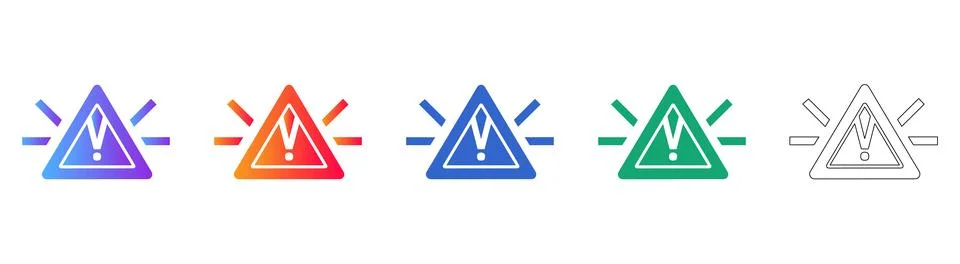 Warning Triangle Alert Icon Set Ilustración de archivo