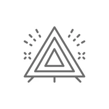 Warning triangle, automobile emergency stop sign line icon. Stock Illustration
