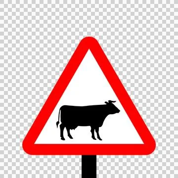 Warning triangle Cattle Stock Illustration