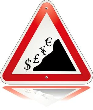 Warning triangle currency Stock Photos