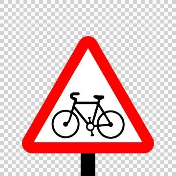 Warning Triangle Cycle route ahead sign Stock Illustration