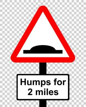 Warning triangle Distance over which road humps extend Stock Illustration