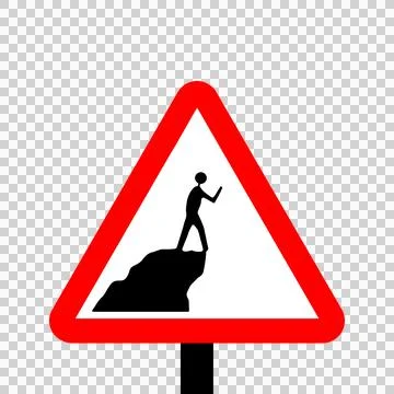 Warning triangle do not walk near ledges Stock Illustration