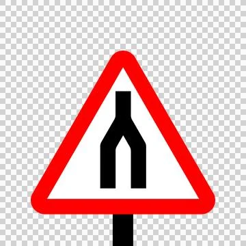 Warning triangle dual carriageway ends Stock Illustration