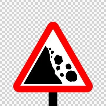 Warning triangle Falling or fallen rocks sign Stock Illustration