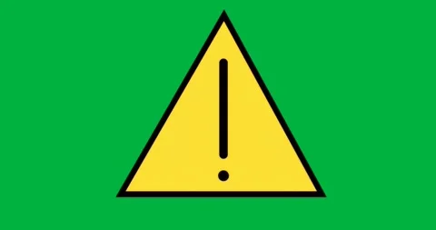Warning triangle flashing on transparent backdrop, showing technology caution Stock Footage 317595489