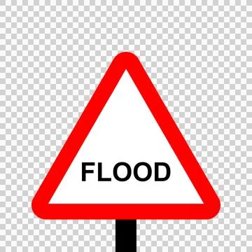 Warning triangle flood sign Stock Illustration