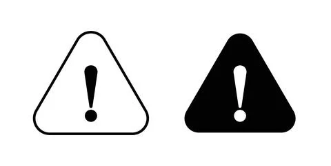 Warning triangle icon collection in black, Line icons, flat symbols Stock Illustration