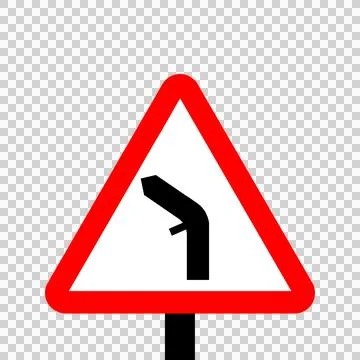 Warning triangle junction on bend Stock Illustration