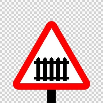Warning triangle Level crossing with barrier or gate ahead Stock Illustration