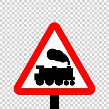 Warning triangle Level crossing without barrier or gate ahead Stock Illustration