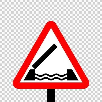 Warning triangle Opening or Swing Bridge ahead Stock Illustration