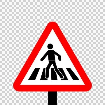 Warning triangle pedestrian crossing Stock Illustration