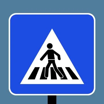 Warning triangle pedestrian crossing Stock Illustration