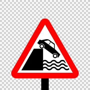Warning triangle Quayside or river bank traffic Stock Illustration