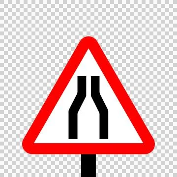 Warning triangle Road narrows on both sides Stock Illustration