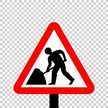 Warning triangle Road works traffic Stock Illustration