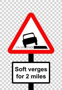 Warning triangle soft verges traffic sign Stock Illustration