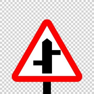 Warning triangle Staggered Junction Stock Illustration