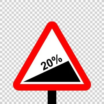 Warning triangle Steep hill upwards Stock Illustration