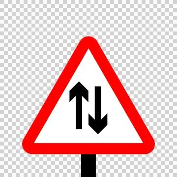 Warning triangle Two-way traffic straight ahead Stock Illustration