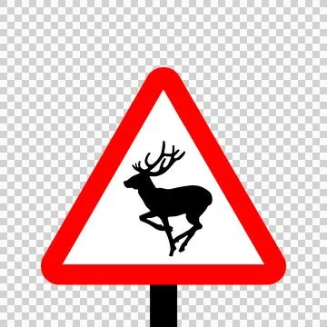 Warning triangle Wild animals sign Stock Illustration
