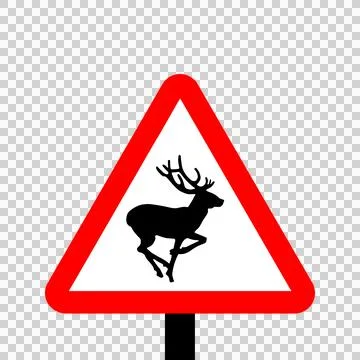 Warning triangle Wild animals sign Stock Illustration