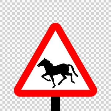 Warning Triangle Wild horses or ponies Stock Illustration
