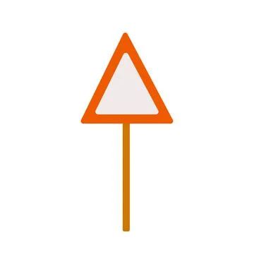 Warning triangular road sign with. Design element of a modern city and road. Ilustración de archivo