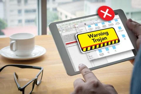 Warning Trojan Concept 스톡 사진