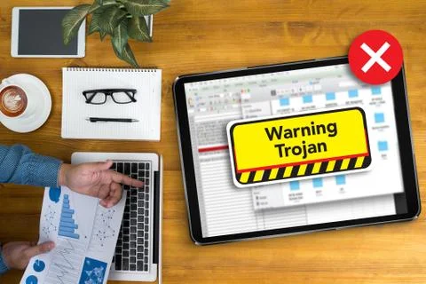 Warning Trojan Concept 스톡 사진