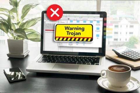 Warning Trojan Concept 스톡 사진