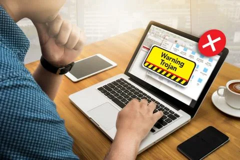 Warning Trojan Concept 스톡 사진