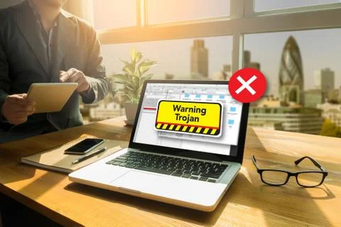 Warning Trojan Concept 스톡 사진