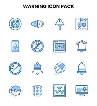 Warning Two Colour Bundle Icons Pack Stock Illustration