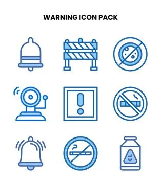 Warning Two Colour Collection Icons Pack Stock-Illustration