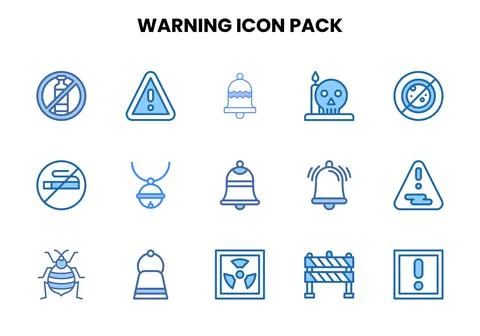 Warning Two Colour Set Icons Pack Stock Illustration