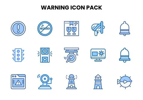 Warning Two Colour Vector Icons Pack Stock Illustration
