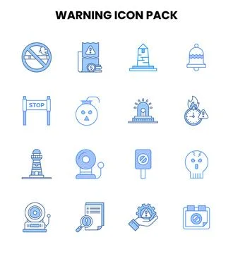 Warning Two Colour Vector Icons Pack Stock Illustration