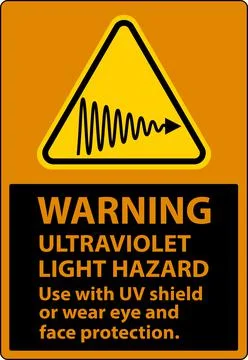 Warning Ultraviolet Light Hazard Label On White Background Stock Illustration