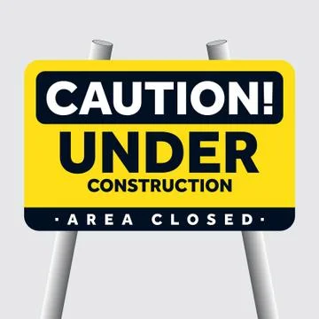 Warning under construction sign with flat design Stock Illustration